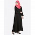Front open zipper abaya- Black
